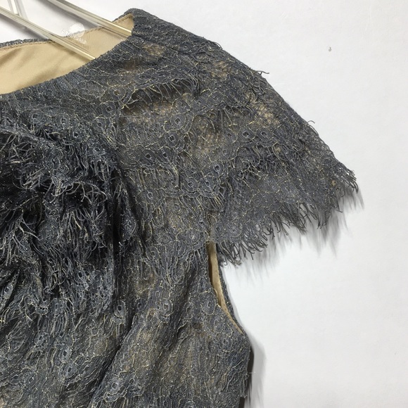 Tadashi Shoji Metallic Lace Tiered Rosette Dress 2 - Picture 7 of 14